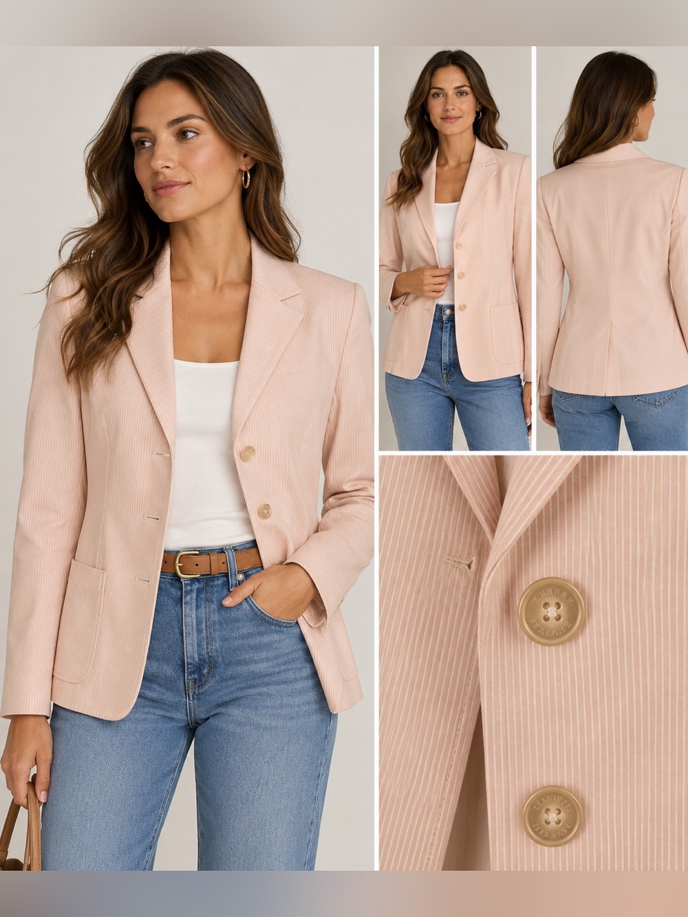 Lauren Ralph Lauren Pink Pinstripe Blazer Jacket XL NWT